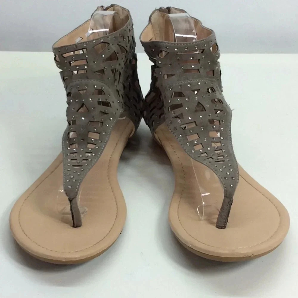 BONGO Flat Sandals with Rhinestones Size 10